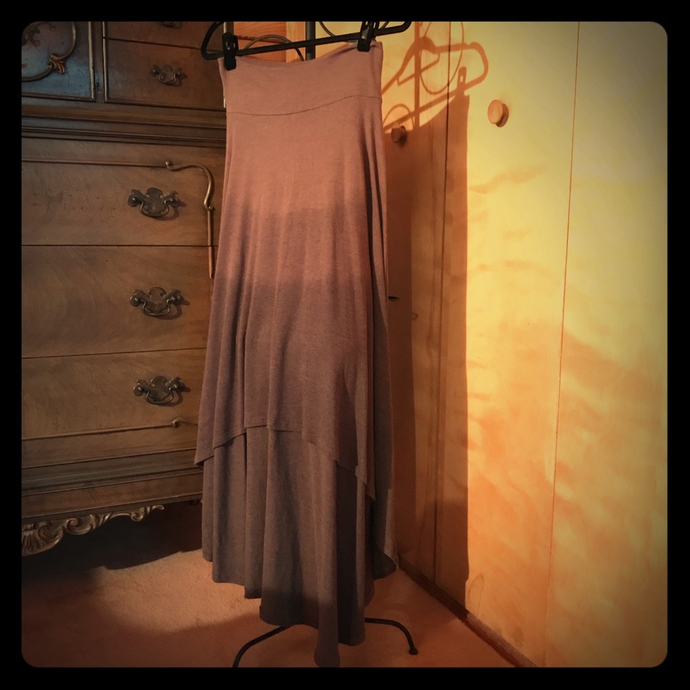 Mona B Hi-Low Variegated Neutral Brown Skirt, EUC, S/M